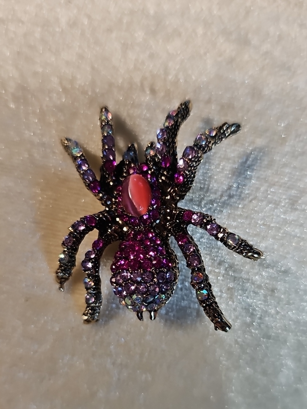 Purple Crystal Spider Brooch Pin